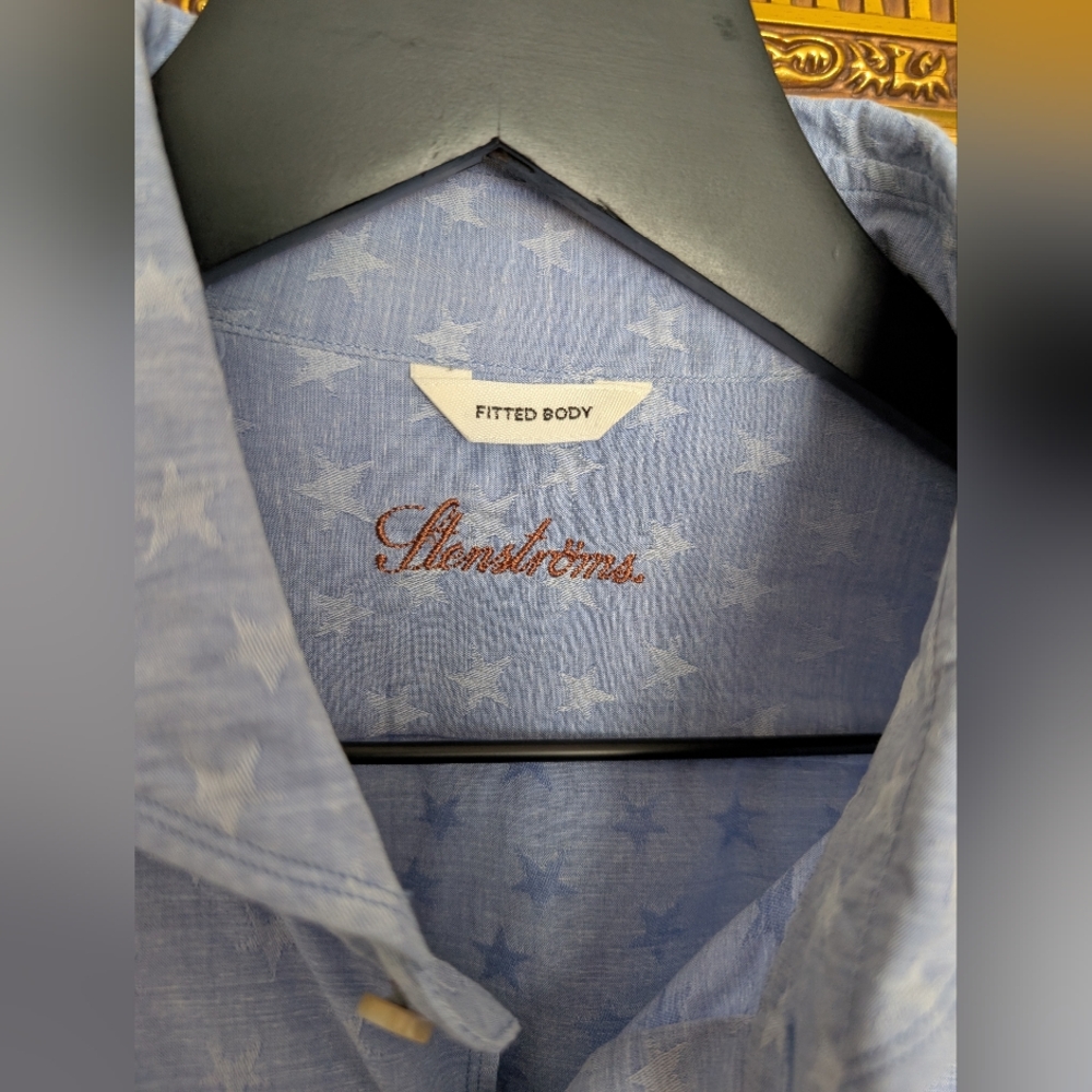 Stenstroms Blue Jacquard Star Shirt - Picture 4 of 5